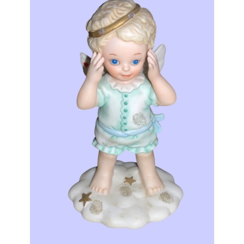 Bronson Tender Hearts Katharine Stevenson Angel Figurine Peek A Boo In Clouds